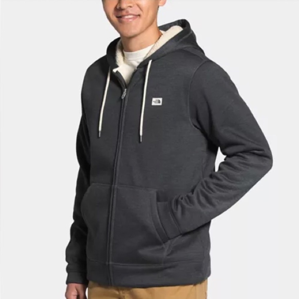 The North Face Men’s Campshire Full-Zip Sherpa Lined Hoodie – Charcoal Gray L